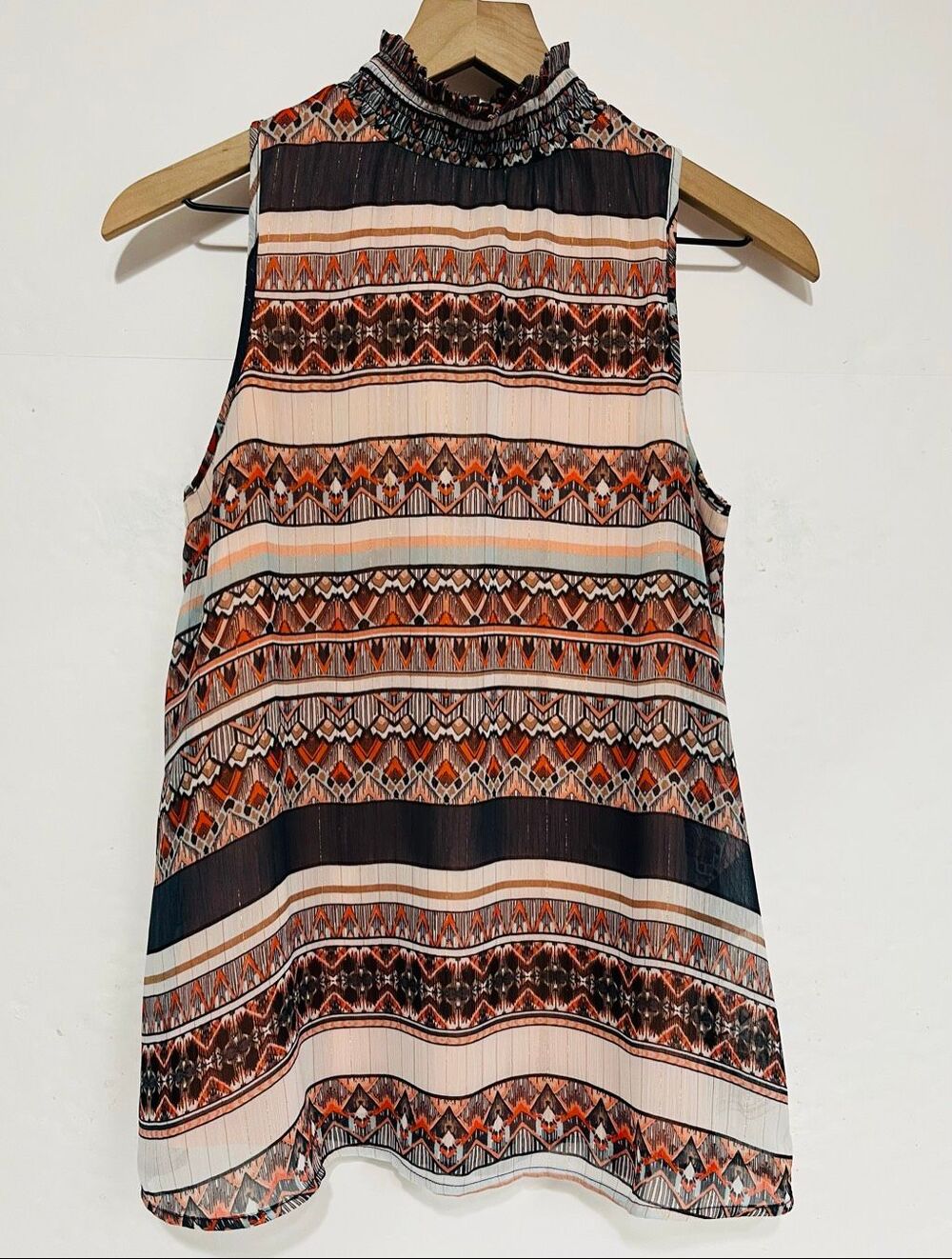 By & By Geometric Print Sleeveless Blouse Size M
